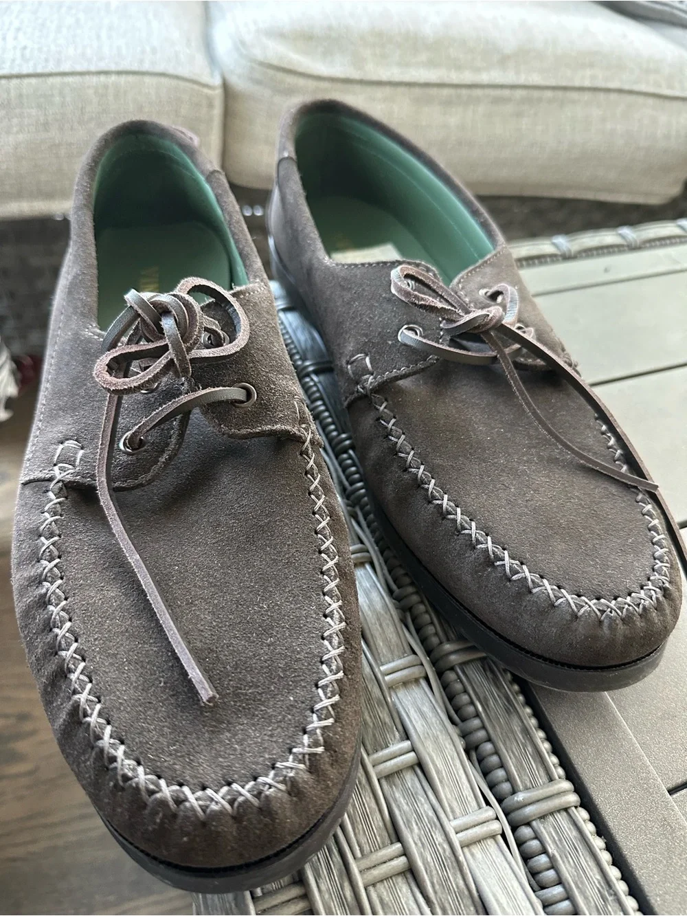 Vinny’s Men's Brown Suede Lace-Up Moc Toe Shoes